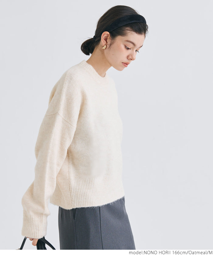 Women's fluffy yak-style ribbed crew neck knit (Not available for mail order)