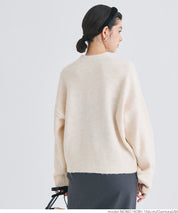 Women's fluffy yak-style ribbed crew neck knit (Not available for mail order)