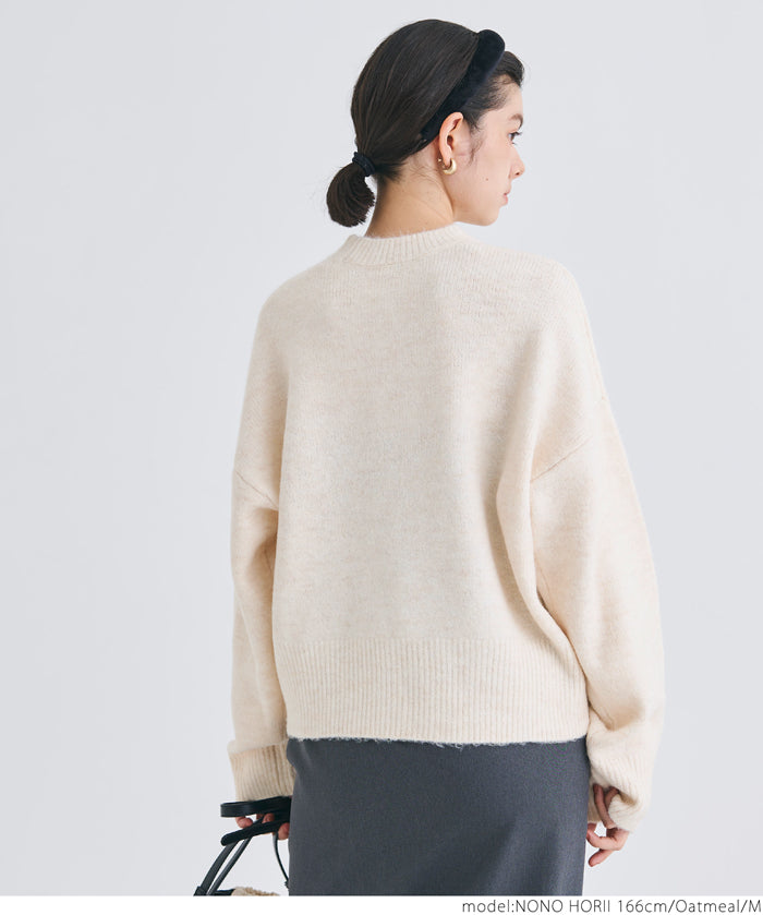 Women's fluffy yak-style ribbed crew neck knit (Not available for mail order)
