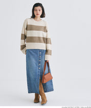 Women's fluffy yak-style ribbed crew neck knit (Not available for mail order)