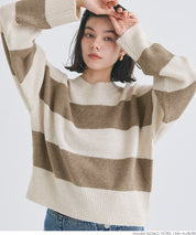 Women's fluffy yak-style ribbed crew neck knit (Not available for mail order)
