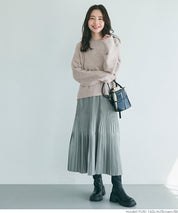Women's fluffy yak-style ribbed crew neck knit (Not available for mail order)