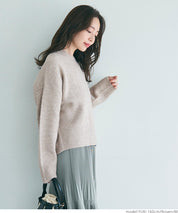 Women's fluffy yak-style ribbed crew neck knit (Not available for mail order)