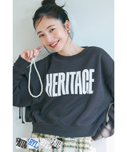 Flocked logo cropped brushed sweatshirt