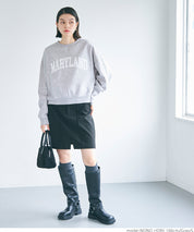 Flocked logo cropped brushed sweatshirt