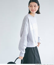 Flocked logo cropped brushed sweatshirt