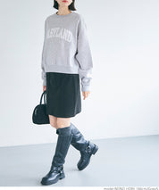 Flocked logo cropped brushed sweatshirt