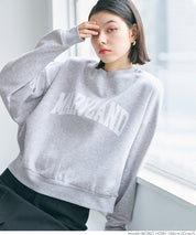 Flocked logo cropped brushed sweatshirt