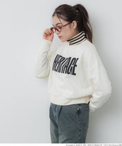 Flocked logo cropped brushed sweatshirt