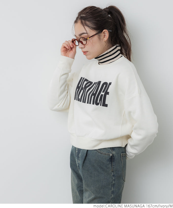 Flocked logo cropped brushed sweatshirt