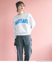 Flocked logo cropped brushed sweatshirt