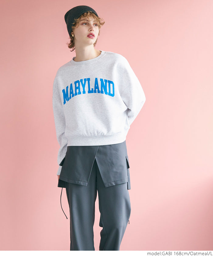 Flocked logo cropped brushed sweatshirt