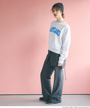 Flocked logo cropped brushed sweatshirt