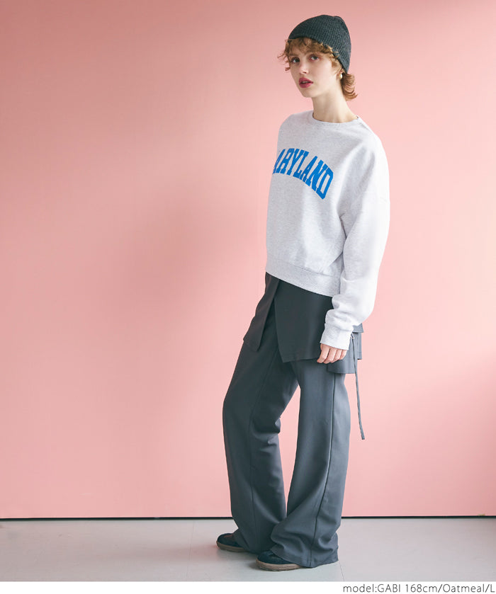 Flocked logo cropped brushed sweatshirt