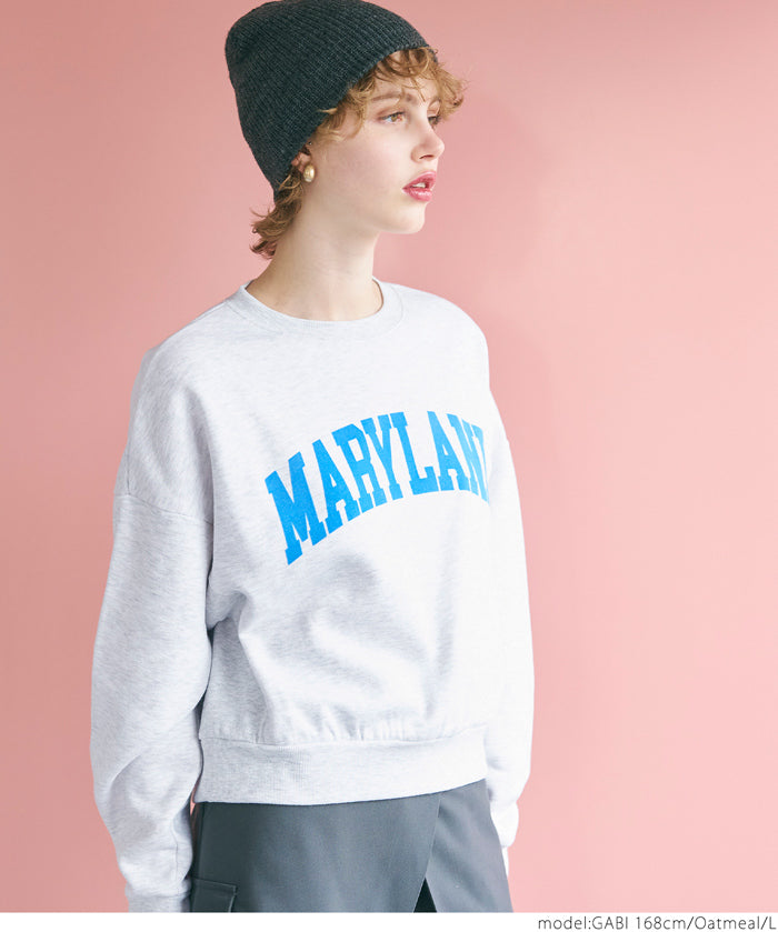 Flocked logo cropped brushed sweatshirt