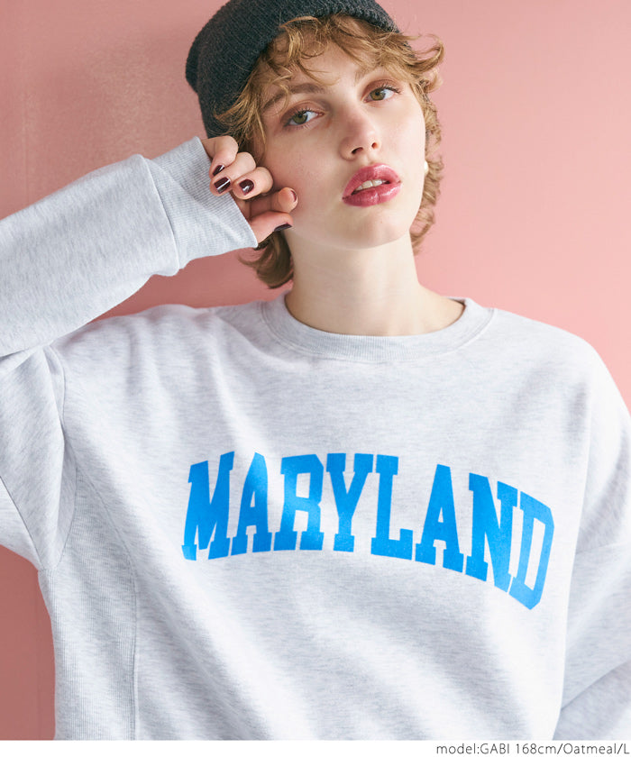 Flocked logo cropped brushed sweatshirt
