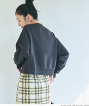 Flocked logo cropped brushed sweatshirt