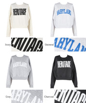 Flocked logo cropped brushed sweatshirt