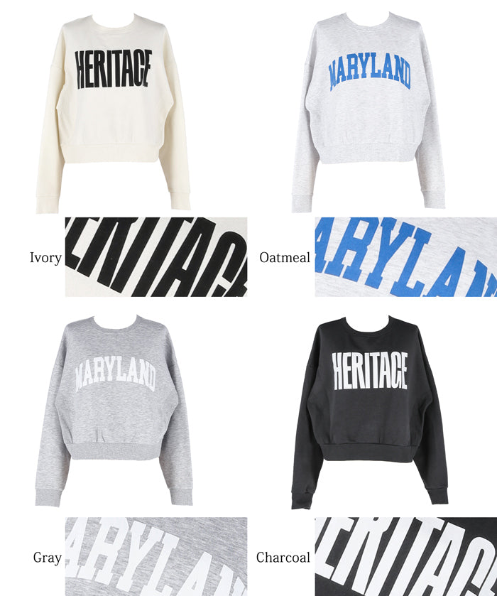 Flocked logo cropped brushed sweatshirt