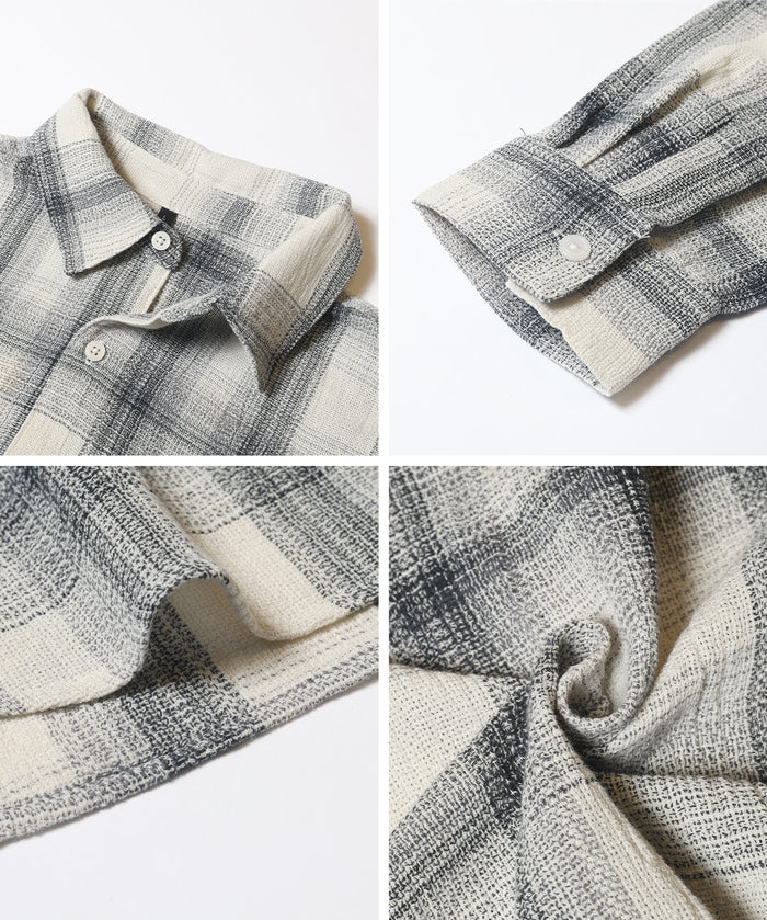 ［特價$259→$199］男裝文青格紋長袖襯衫