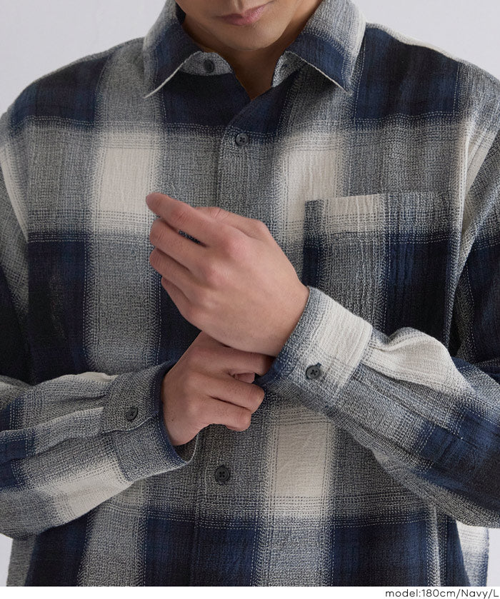 ［特價$259→$199］男裝文青格紋長袖襯衫