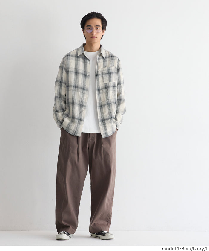 ［特價$259→$199］男裝文青格紋長袖襯衫