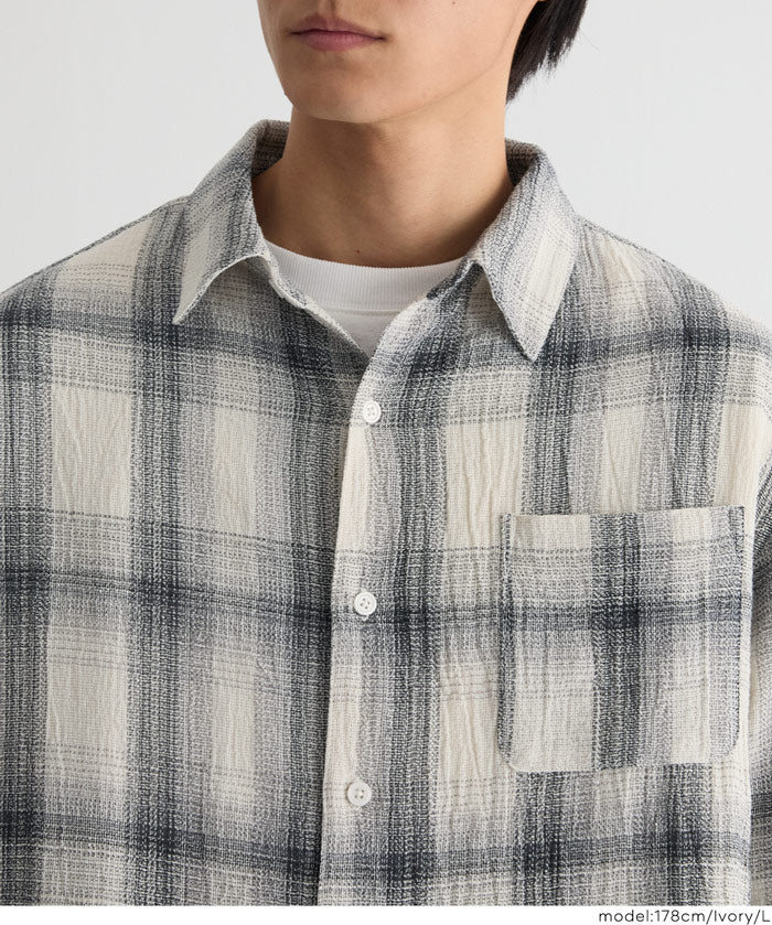 ［特價$259→$199］男裝文青格紋長袖襯衫
