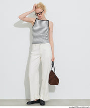 【可配套】反摺設計棉質白色闊腿褲(Cotton roll-up pants)