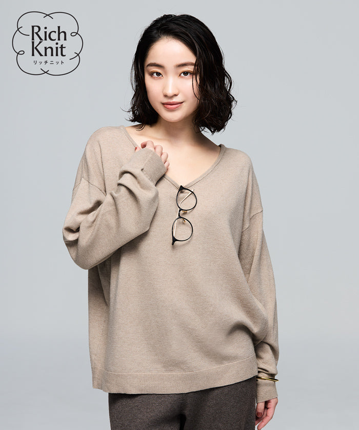 【早秋新品】 【Rich Knit 軟糯針織】V領長袖針織上衣