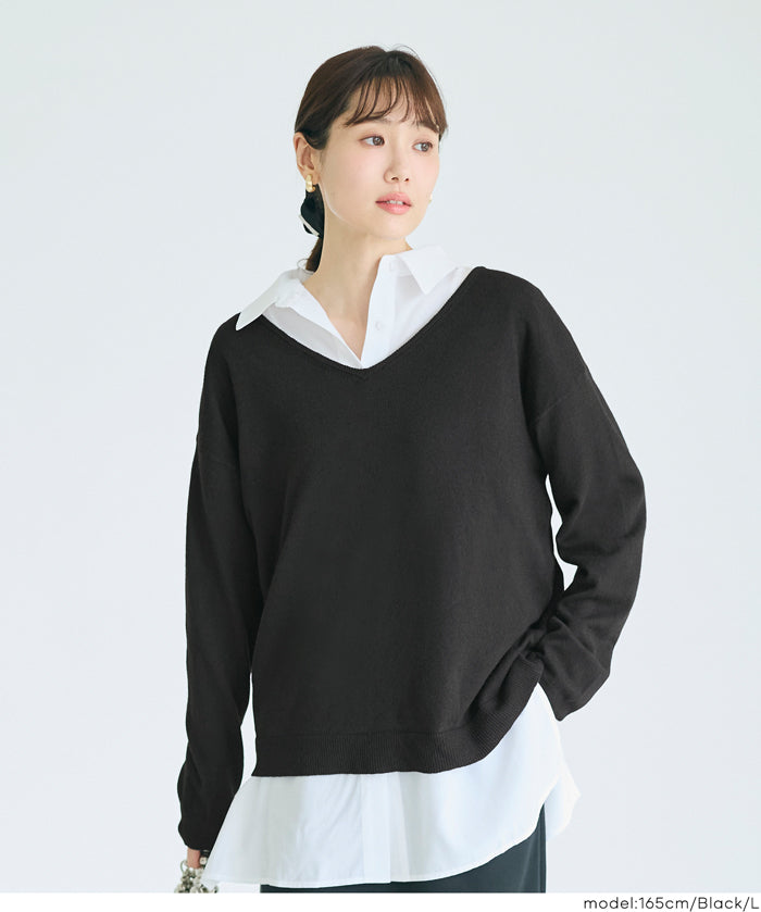 【早秋新品】 【Rich Knit 軟糯針織】V領長袖針織上衣