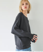 Dolman sleeve and boat neck knit