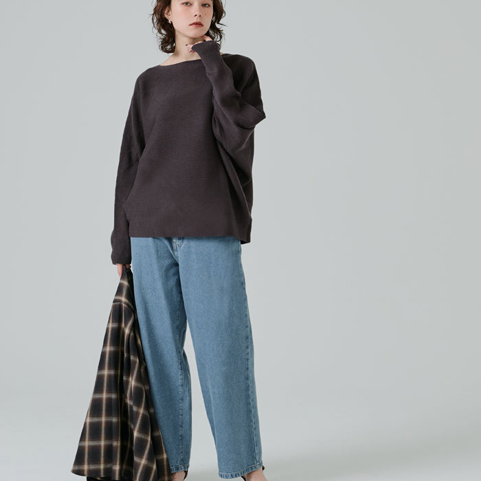 新色登場!【蝙蝠袖系列】氣質船領針織毛衣