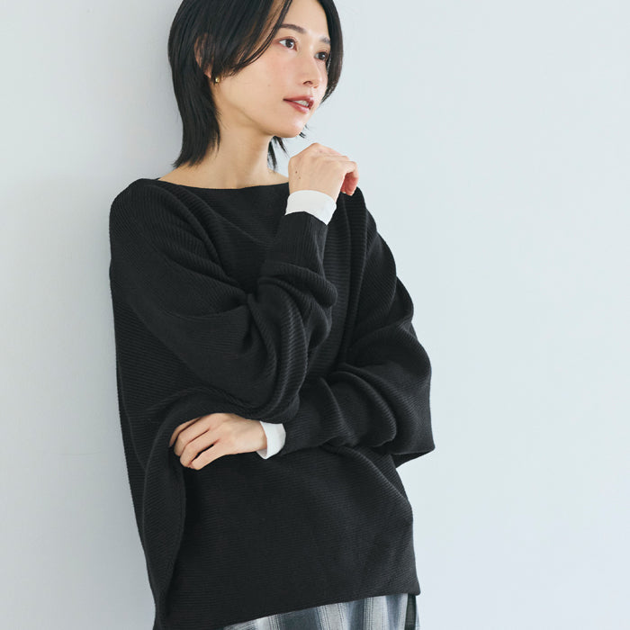 新色登場!【蝙蝠袖系列】氣質船領針織毛衣