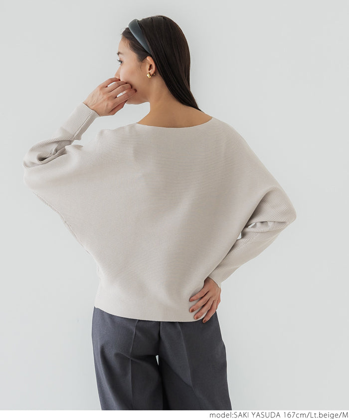 Dolman sleeve and boat neck knit