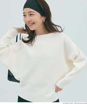 Dolman sleeve and boat neck knit