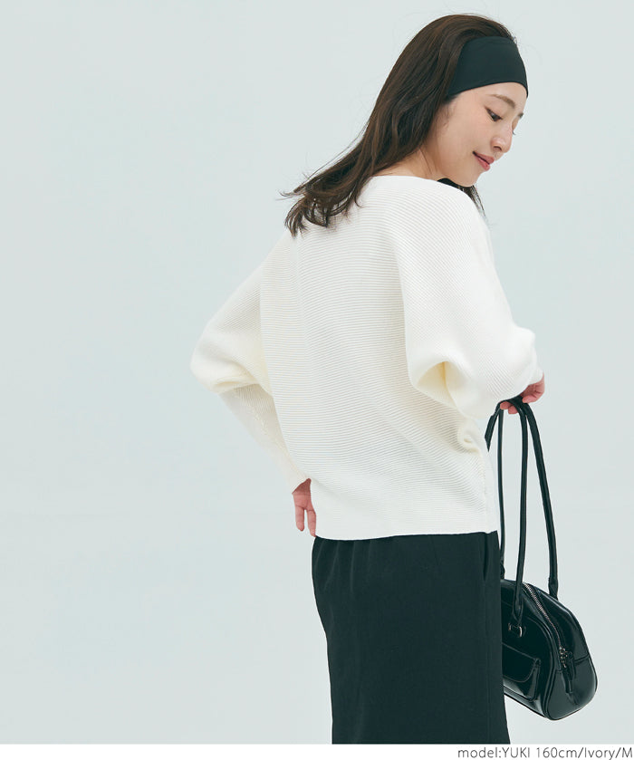 Dolman sleeve and boat neck knit