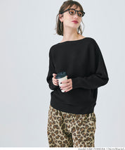 Dolman sleeve and boat neck knit