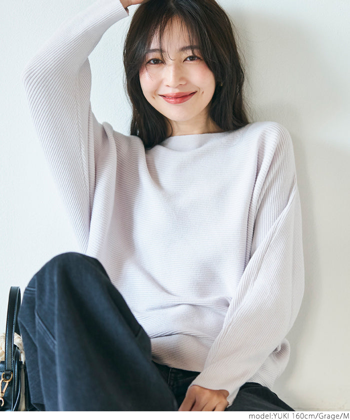 Dolman sleeve and boat neck knit