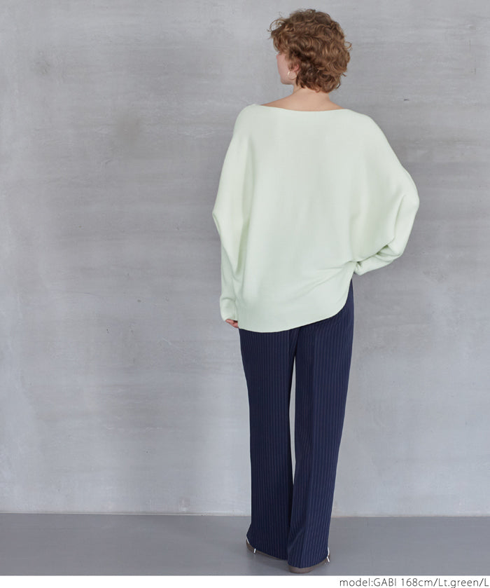 Dolman sleeve and boat neck knit