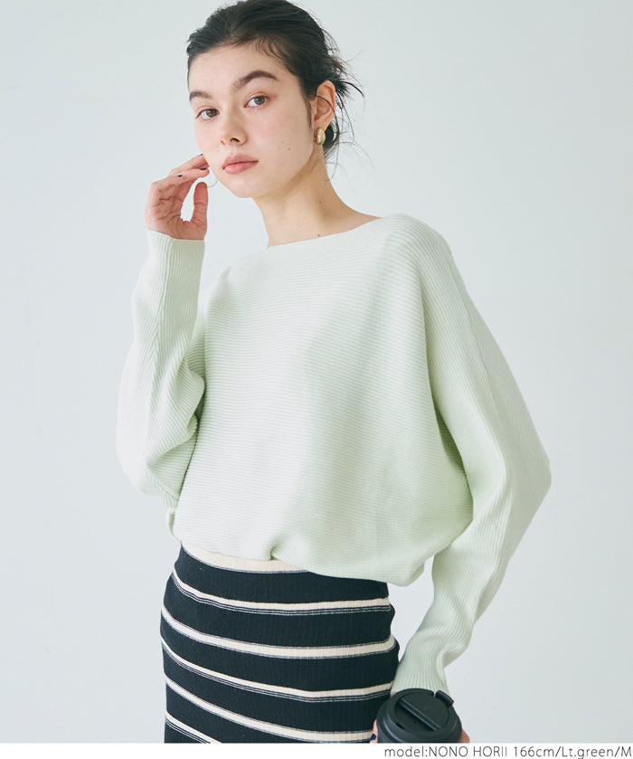Dolman sleeve and boat neck knit