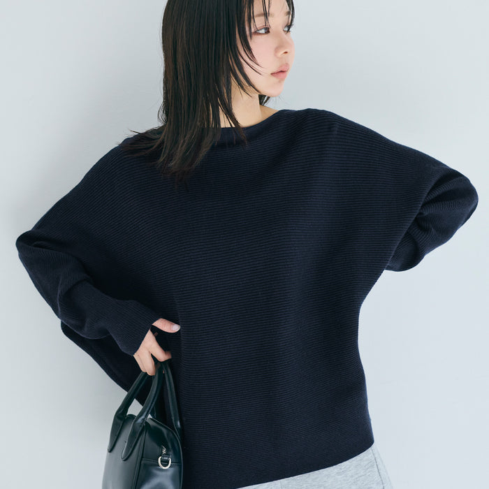 新色登場!【蝙蝠袖系列】氣質船領針織毛衣