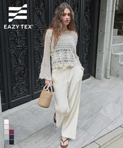 【可剪裁】薄款 直筒舒適百褶休閒寬褲