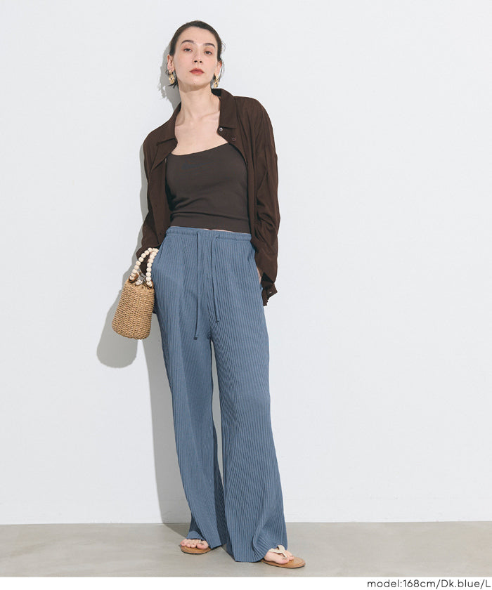 【可剪裁】薄款 直筒舒適百褶休閒寬褲
