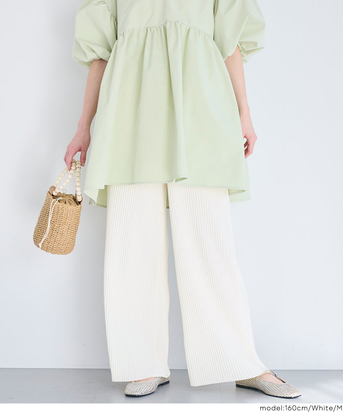 【可剪裁】薄款 直筒舒適百褶休閒寬褲