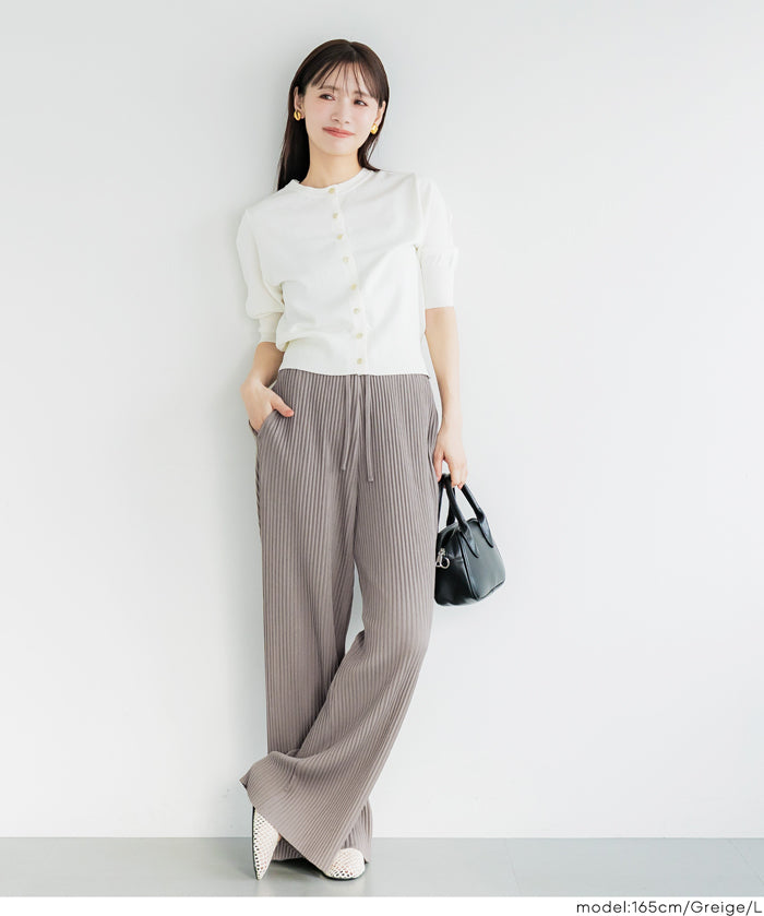 【可剪裁】薄款 直筒舒適百褶休閒寬褲
