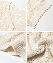 Japanese style lace short-sleeved cardigan