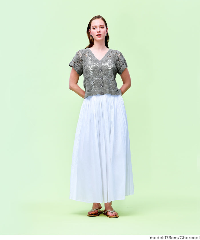 Japanese style lace short-sleeved cardigan