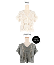 Japanese style lace short-sleeved cardigan
