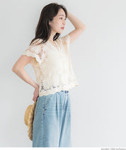 Cardigan Ladies' key-knotted Ami Cross-sleeve Cardigan feather knitted see-through sleeves V-neck coat can be 24ss coca Coca 