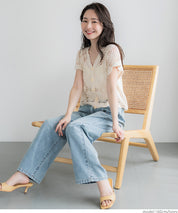 Cardigan Ladies' key-knotted Ami Cross-sleeve Cardigan feather knitted see-through sleeves V-neck coat can be 24ss coca Coca 